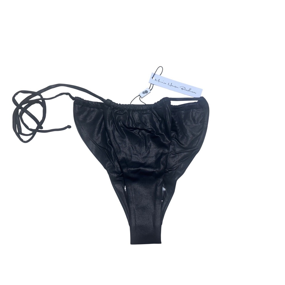 Monica Hansen Beachwear NWT Bikini Bottom Black Metallic‎ Size Medium
